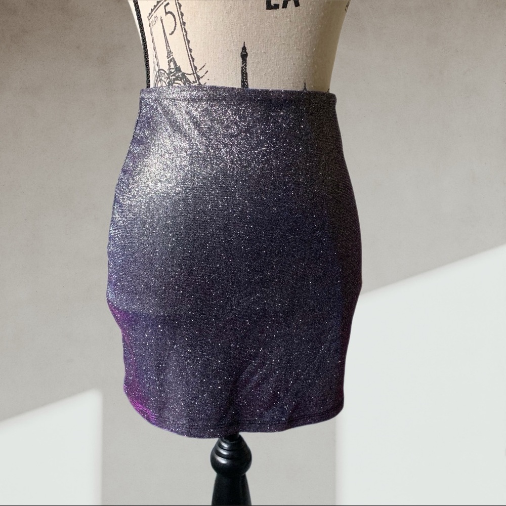 REVAMPED shimmer mini skirt SMALL